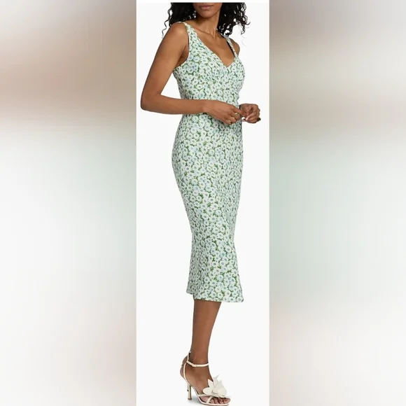 Reformation NWT Green Floral Midi Dress Sz XL - Picture 3 of 14